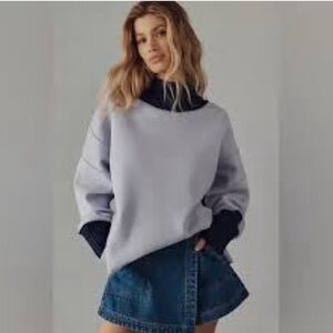 Anthropologie Maeve Lavender and Navy Mock Turtle Neck Sweater